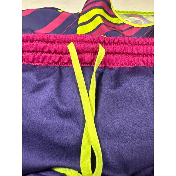 Nike Dri-Fit Active Neon Purple Yellow Running Short Drawstring Lined Sz M - Picture 12 of 13